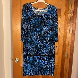 Dana Buchman Abstract Blue and Black Dress